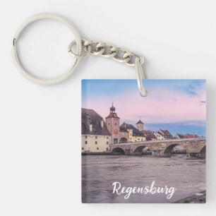 Historic old town in Regensburg, Germany Keychain