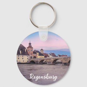 Historic old town in Regensburg, Germany Keychain