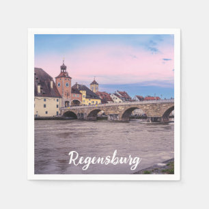 Historic old town in Regensburg, Germany Napkin