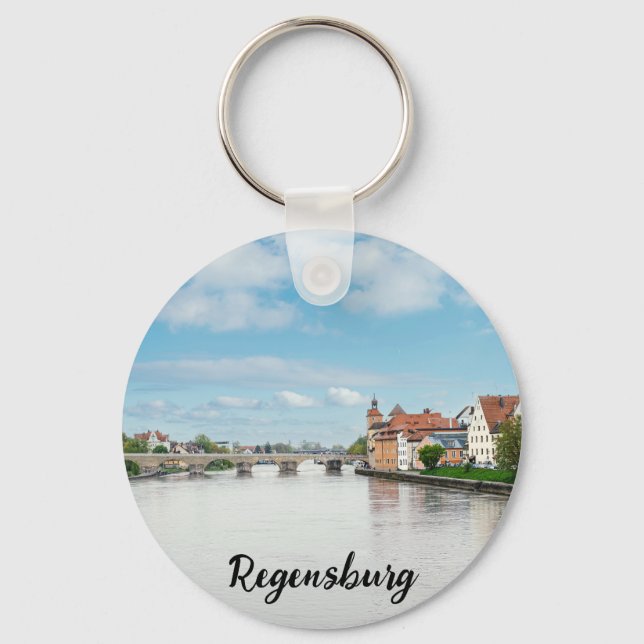 Historic old town of Regensburg, Germany Keychain (Front)
