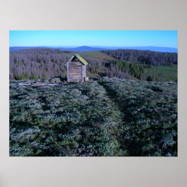 Historic Outhouse, at Bald Butte Fire Lookout Poster (Front)