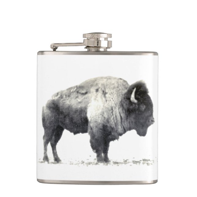 Historic photograph of American Bison Hip Flask (Front)