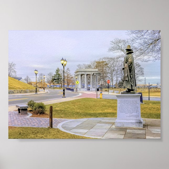 Historic Plymouth MA waterfront in December Poster (Front)