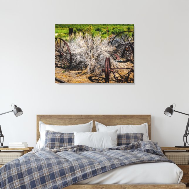 Historic Ranch Wheels Canvas Print (Insitu(Bedroom))