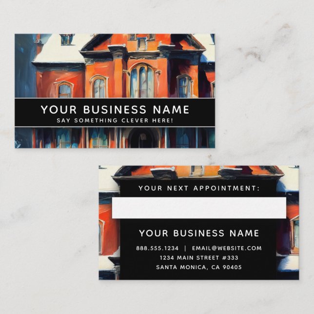 Historic Red Brick Building Elegant Professional Appointment Card (Front/Back)