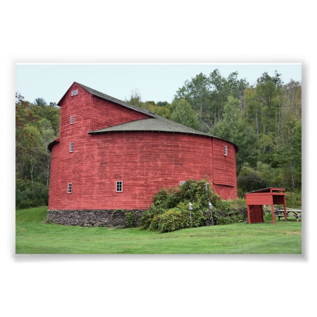 Historic Red Round Barn, Halcottsville, New York Photo Print (Front)