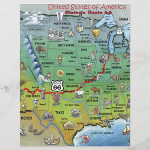 Historic Route 66 Cartoon Map