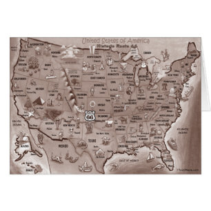 Historic Route 66 Cartoon Map