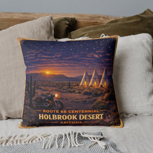 Historic Route 66 Centennial 1926-2026 Double Side Throw Pillow (Creator Uploaded)