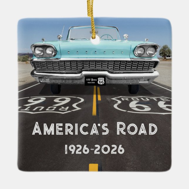 Historic Route 66 Centennial Ceramic Ornament (Front)