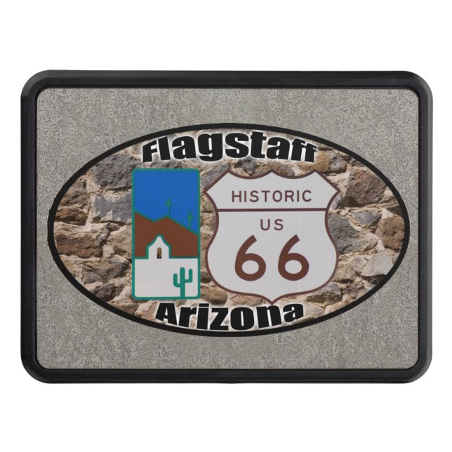 Historic Route 66 ~ Flagstaff, Arizona Trailer Hitch Cover (Front)