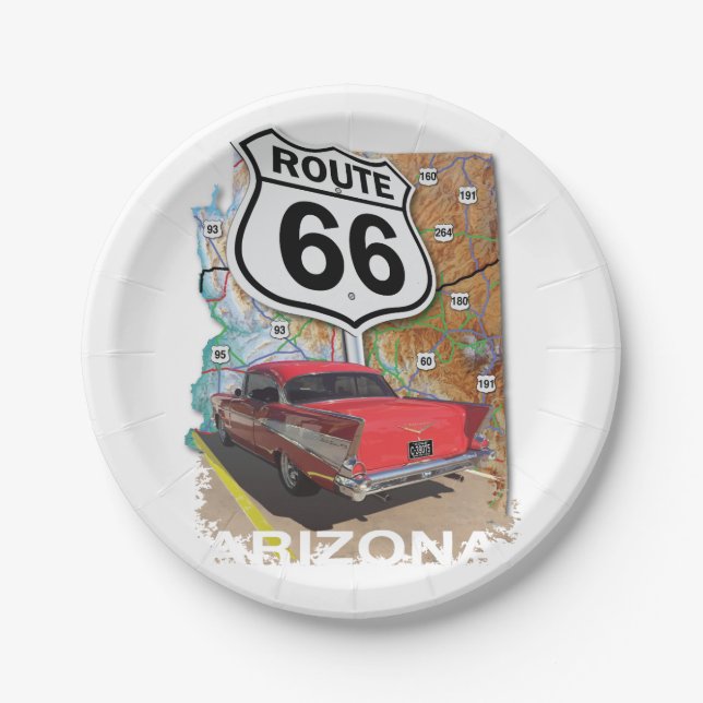 Historic Route 66 Paper Plate (Front)