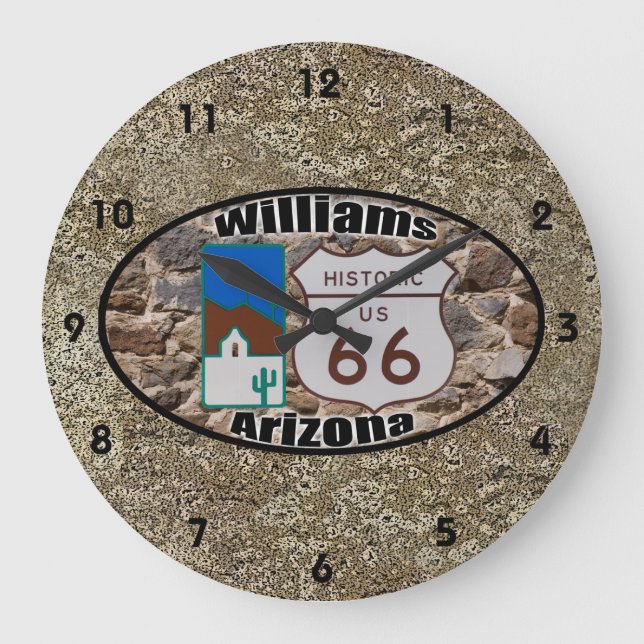 Historic Route 66 ~ Williams, Arizona Large Clock (Front)