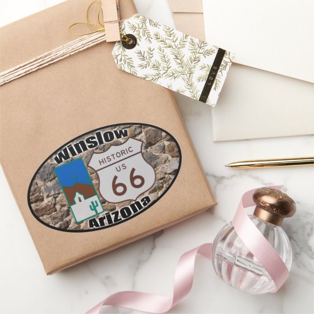 Historic Route 66 Winslow, Arizona Oval Sticker (Gifting)