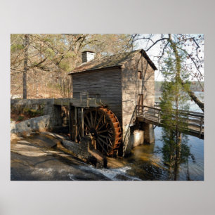 Historic rustic grist mill poster