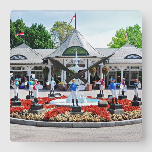 Historic Saratoga 150 on Opening Day Square Wall Clock (Front)