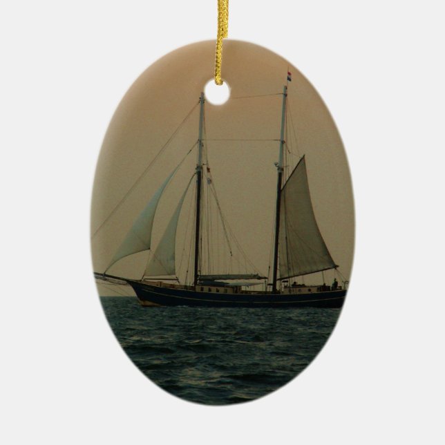 Historic Schooner Ceramic Ornament (Front)