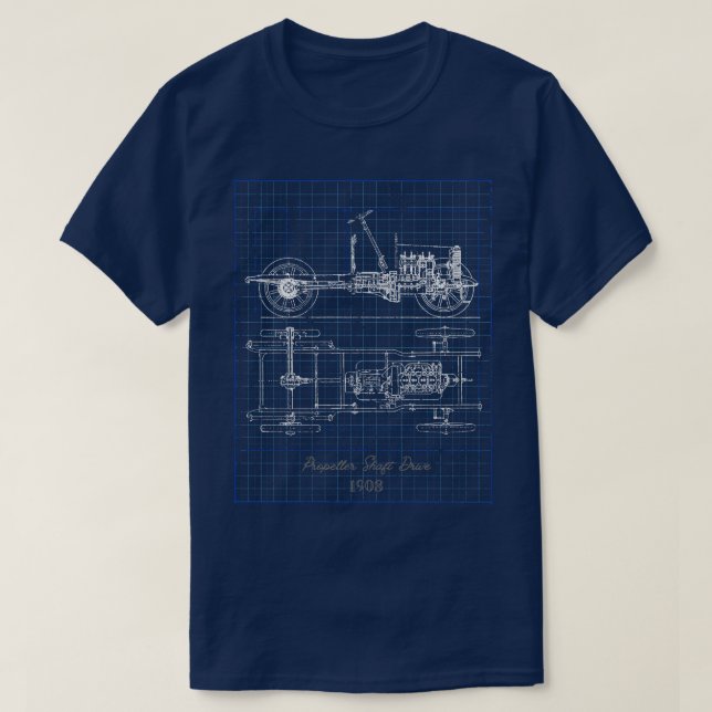 Historic  Shaft Drive Blueprint T-Shirt (Design Front)