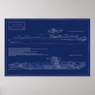 Historic Submarine Croaker Blueprint Poster