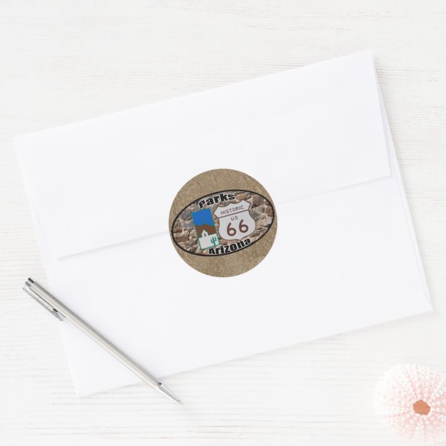 Historic US Route 66 Parks Arizona Classic Round Sticker (Envelope)