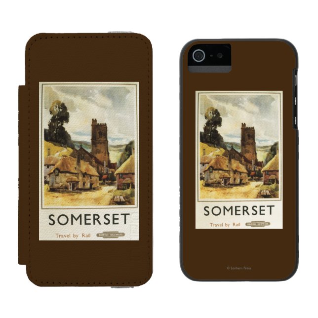 Historic Village Scene British Railway Poster Incipio iPhone Wallet Case (Side by Side)