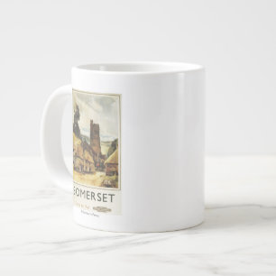 Historic Village Scene British Railway Poster Large Coffee Mug