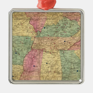 Historical and Military Map of the US Metal Ornament