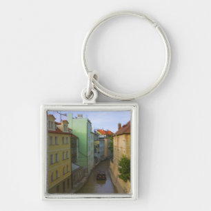 Historical buildings with canal, Prague, Czech Keychain