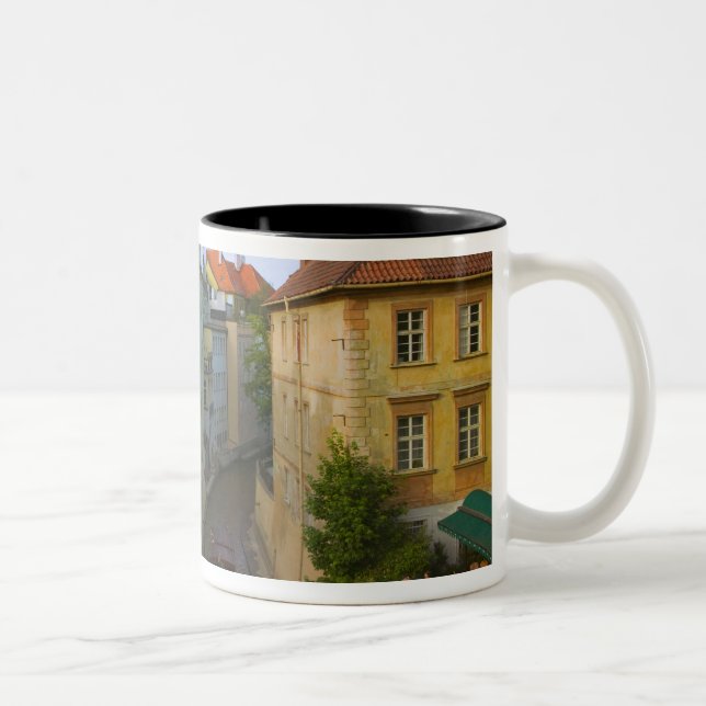 Historical buildings with canal, Prague, Czech Two-Tone Coffee Mug (Right)