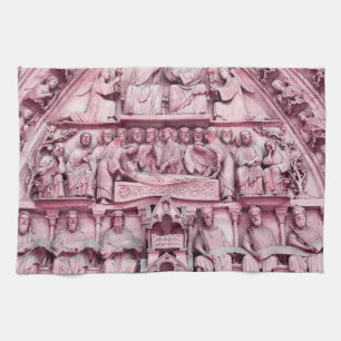 Historical, Christian sculptures Notre Dame Paris Kitchen Towel