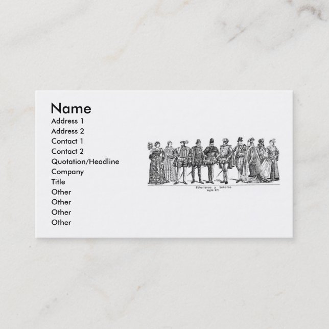 Historical Costumes Business Card (Front)