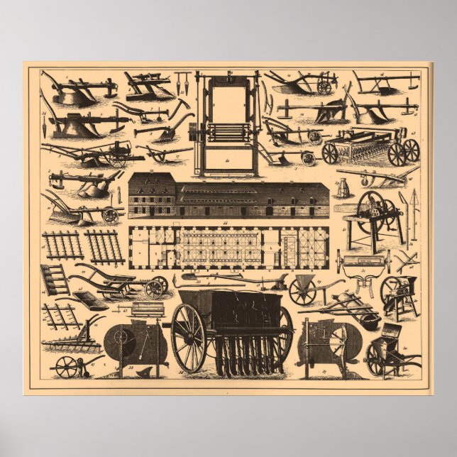 Historical Farm Equipment Illustration (1907) Poster (Front)