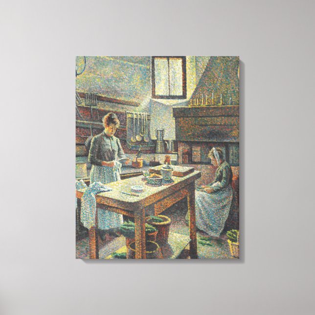 Historical French Kitchen (by Maximilien Luce) Canvas Print (Front)