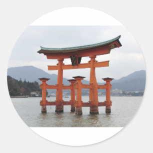 Historical Gate in the Bay of Miyajima, Japan Classic Round Sticker