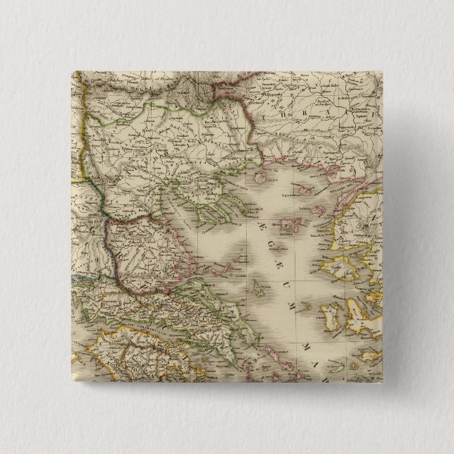 Historical Greece, Paris atlas map 2 Inch Square Button (Front)
