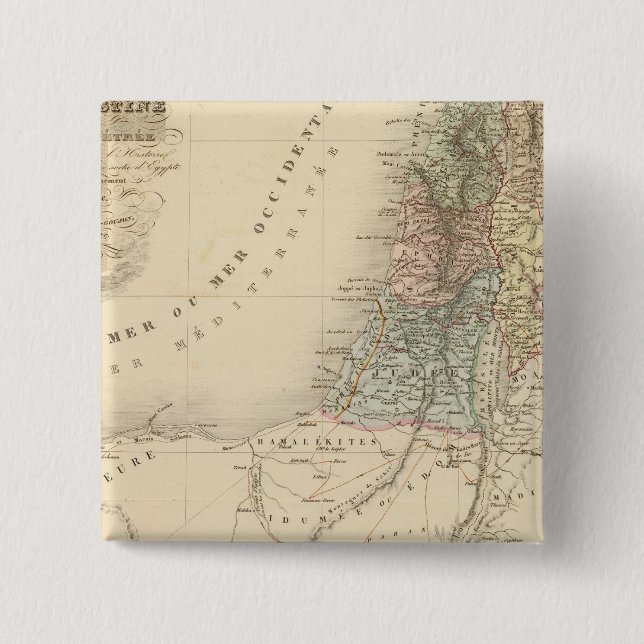 Historical Jerusalem, Palestine 2 Inch Square Button (Front)