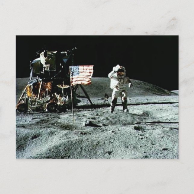 Historical man on the moon postcard (Front)