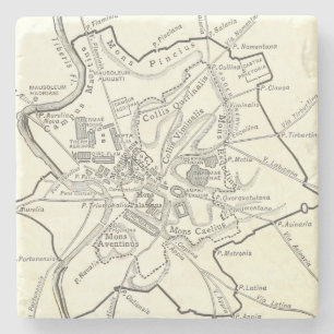 Historical Map of the City of Rome Stone Coaster