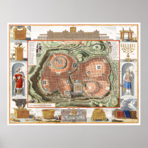 Historical map of the Temple Mount of Jerusalem Poster