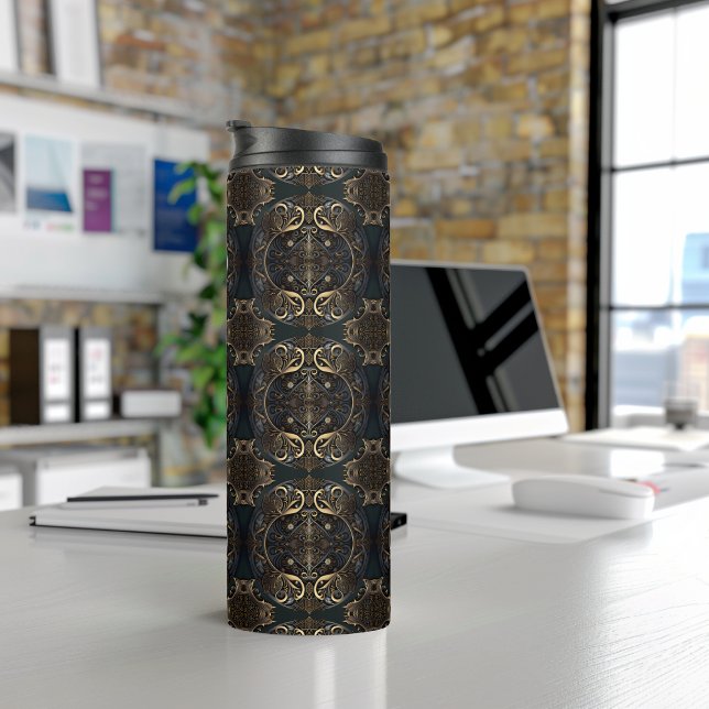 Historical Medieval Black and gold  Thermal Tumbler (Creator Uploaded)