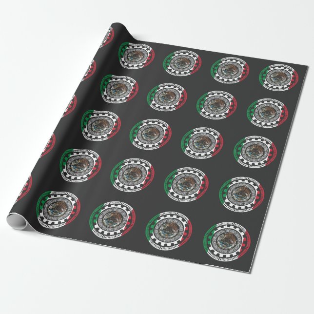 Historical Mexican Aztec Mexico Maya Calendar Wrapping Paper (Unrolled)