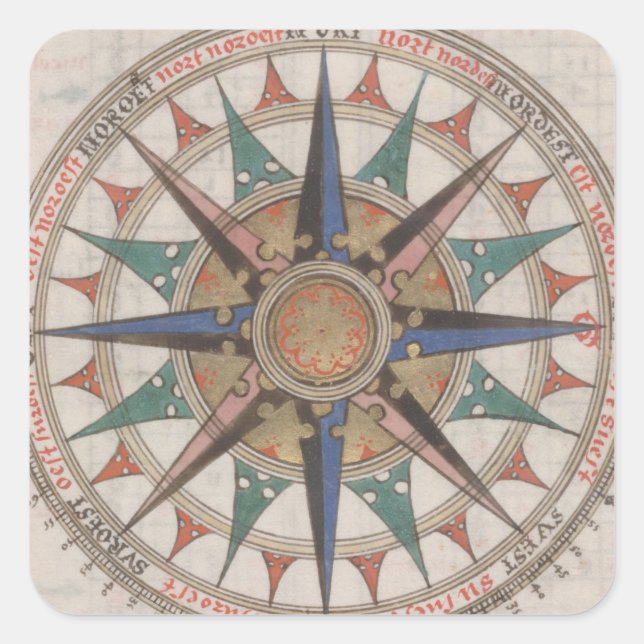 Historical Nautical Compass (1543) Square Sticker (Front)