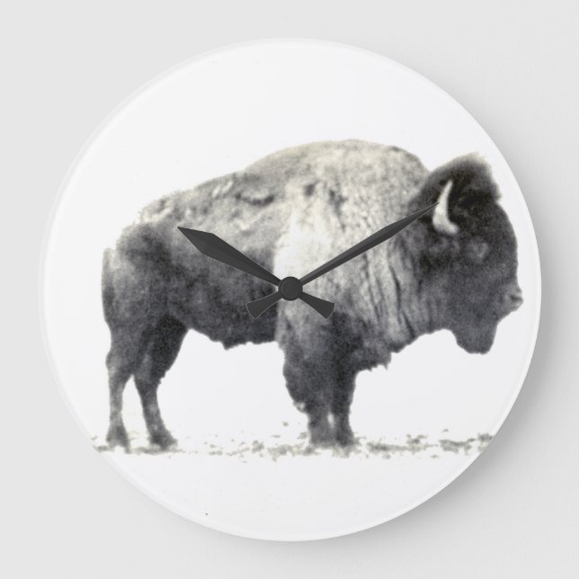 Historical Photograph of American Bison Large Clock (Front)