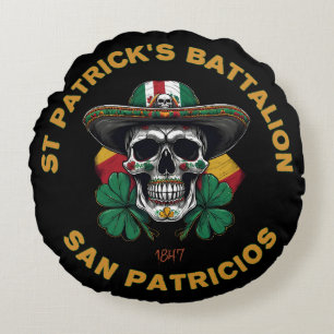 Historical Saint Patricks Battalion Celtic Skull  Round Pillow