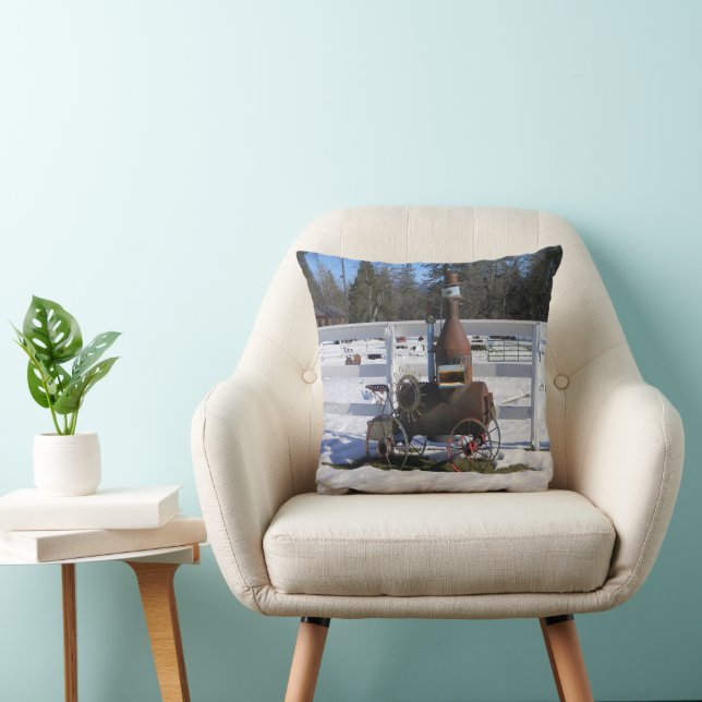 Historical Steam Engine....  Throw Pillow (Chair)