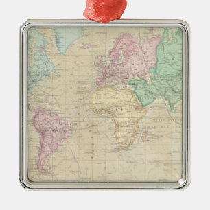 Historical World Map 2 Metal Ornament
