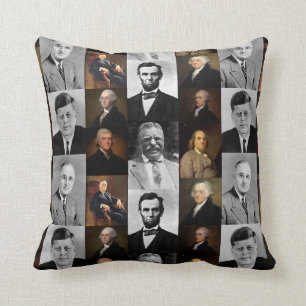 History Buff US Presidents and Hamilton Franklin Throw Pillow