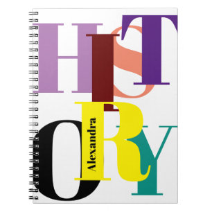 "HISTORY" colourful personalized Notebook