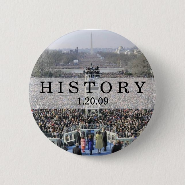HISTORY: Crowd at Inauguration Ceremony 2 Inch Round Button (Front)