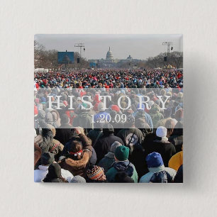 HISTORY: Crowd at Inauguration Ceremony 2 Inch Square Button